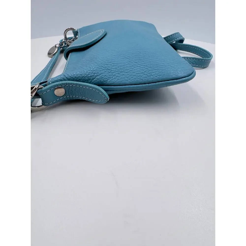 Vera Pelle Italian Baby Blue Crossbody purse